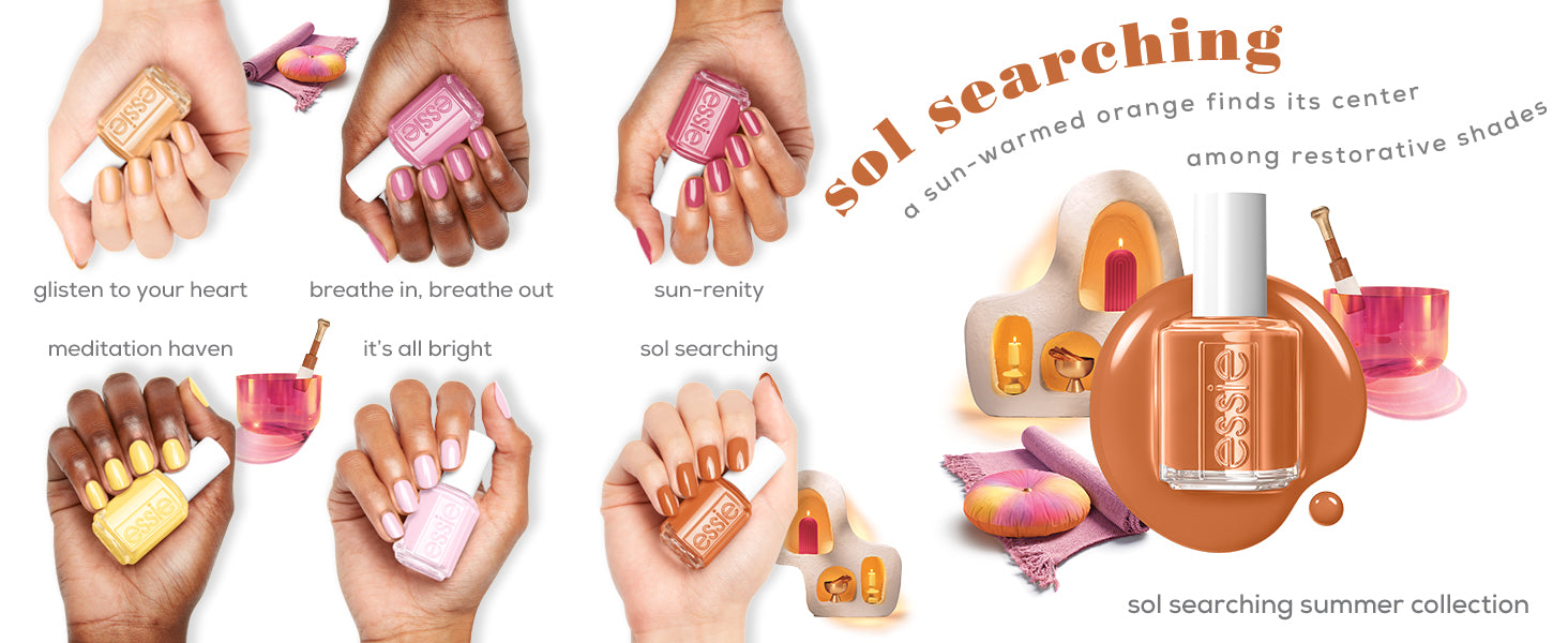 essie salon-quality nail polish, vegan, summer 2024, orange, sol searching, 0.46 fl oz
