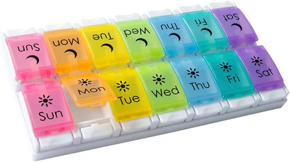 Ezy Dose Push Button (7-Day) Pill, Medicine, Vitamin Organizer Box  Large Compartments