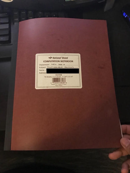 National Computation Notebook, 4 X 4 Quad, Brown, Green Paper, 11.75" x 9.25", 75 Sets