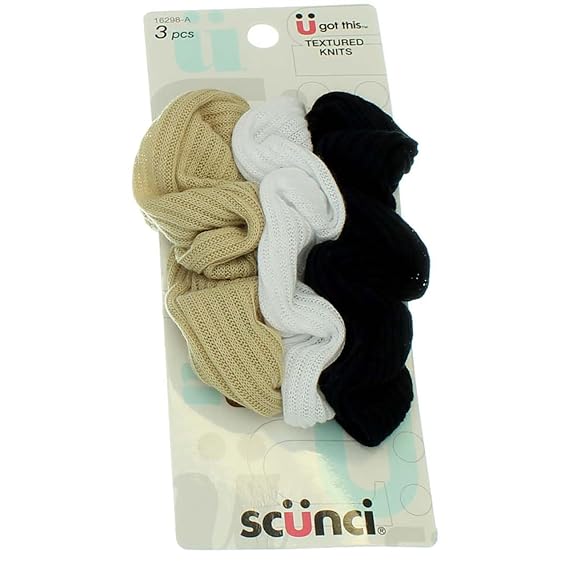 Scünci Effortless Beauty 2x2 Basic Ribbed Twisters, 3 CT
