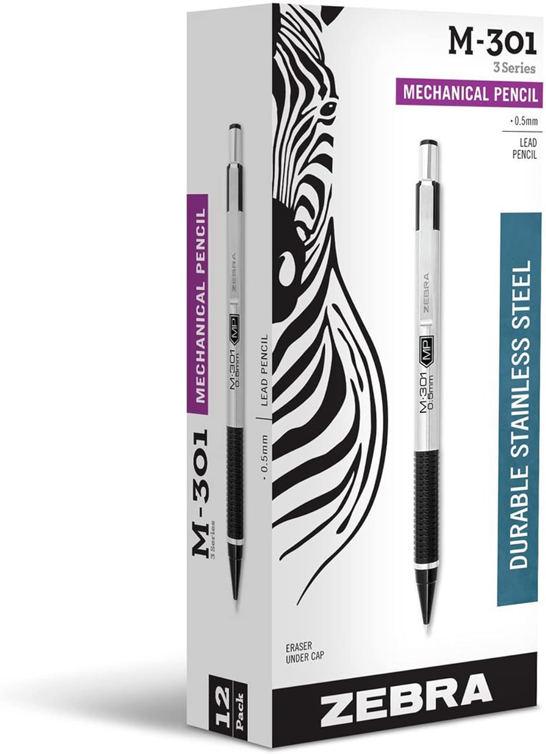 Zebra Pen M-301 Stainless Steel Barrel Mechanical Pencil, Medium Point