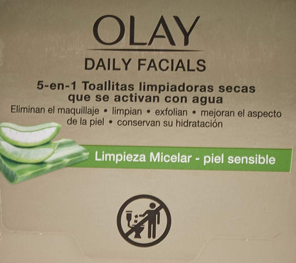 OLAY DAILY FACIAL 5IN1 SENS DRY WPE 33CT