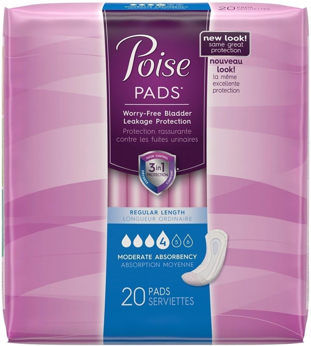 POISE PAD MODERATE XABS 6X20CT