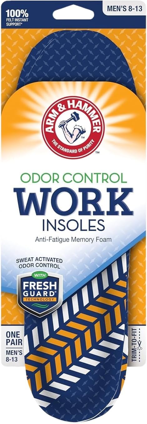 Arm & Hammer Work Insoles Memory Foam Mens 8-13