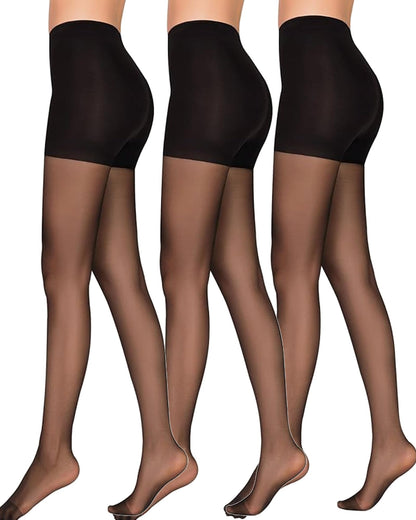 Forsythia Ridge 1Pk Sheer Tights With Control Top Large Black