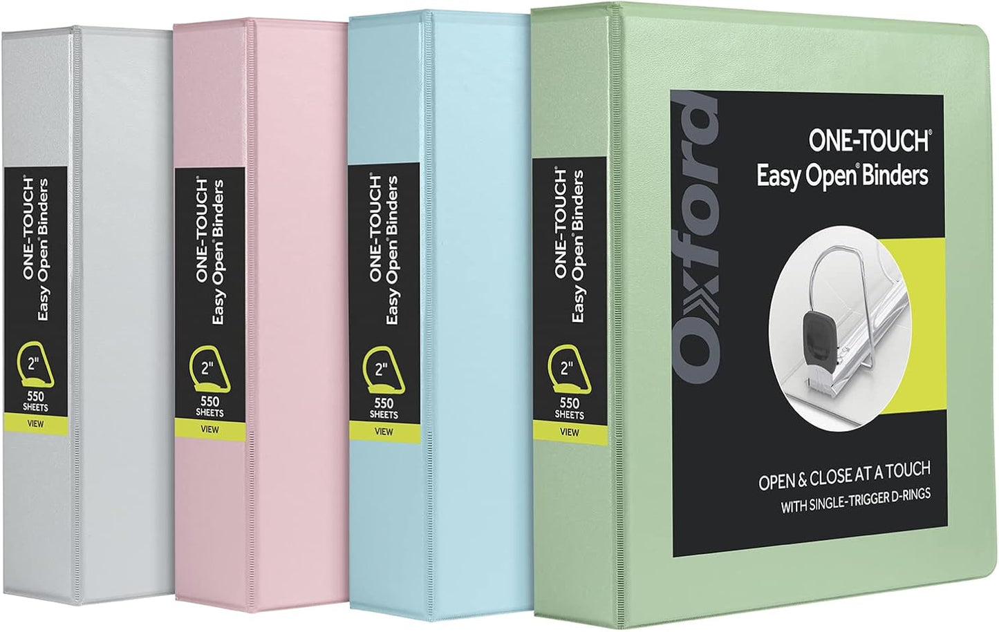 Oxford 1.5-Inch One-Touch Easy Open Binders - Assorted Natural Pastels