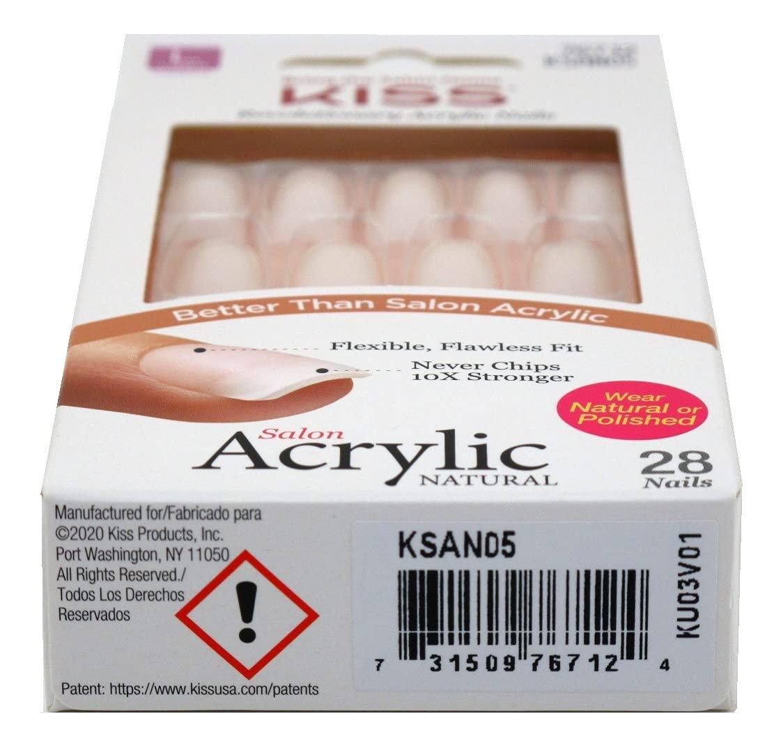 Kiss Salon Acrylic Natural 28 Count Long Length Clear