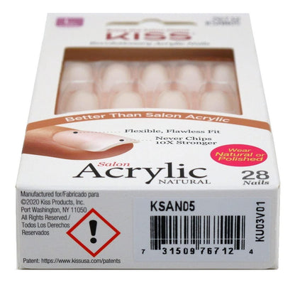 Kiss Salon Acrylic Natural 28 Count Long Length Clear