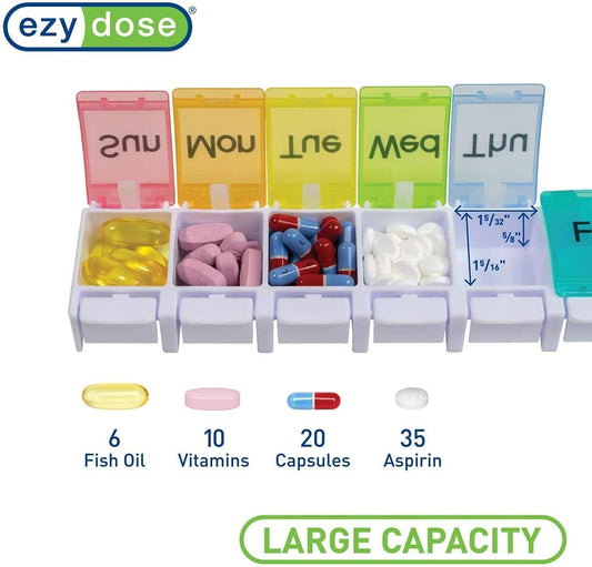 Ezy Dose Travel (7-Day) Pill, Medicine, Vitamin Organizer Box  Transparent Lids
