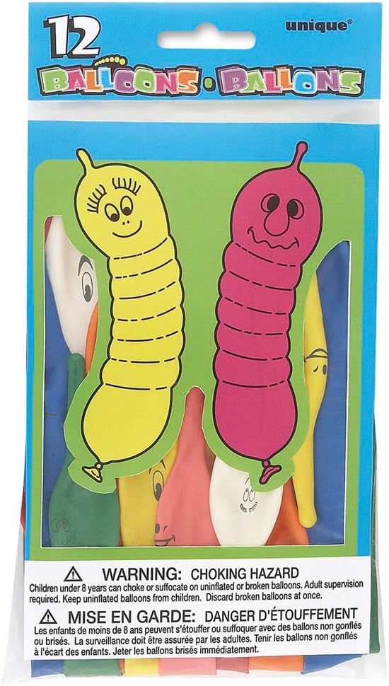 12 SQUIGGLY WORM BALLOONS