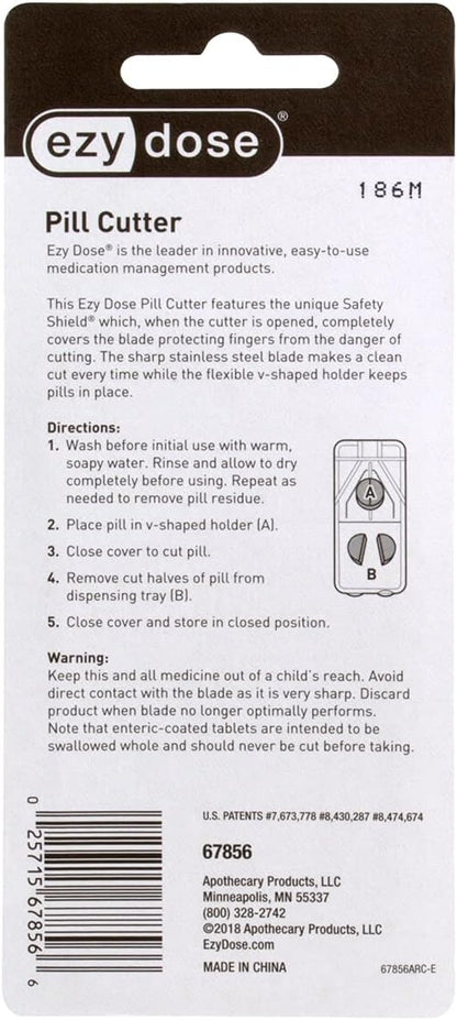 Ezy Dose Pill Cutter and Splitter with Safe Shield  Cuts Pills, Vitamins, Tablets  Travel Sized