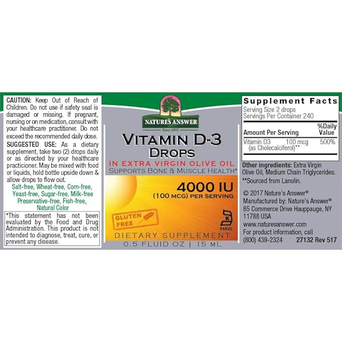 NATURE'S ANSWER VITAMIN D3 & K2,DROPS