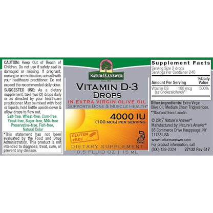 NATURE'S ANSWER VITAMIN D3 & K2,DROPS