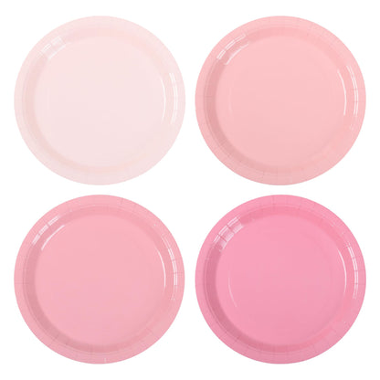 Unique Solid Round 9" Paper Plates - Hot Pink, 16 count