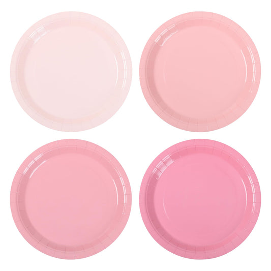 Unique Solid Round 9" Paper Plates - Hot Pink, 16 count