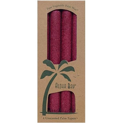 ALOHA BAY TAPER CANDLE,9IN,BURGUNDY