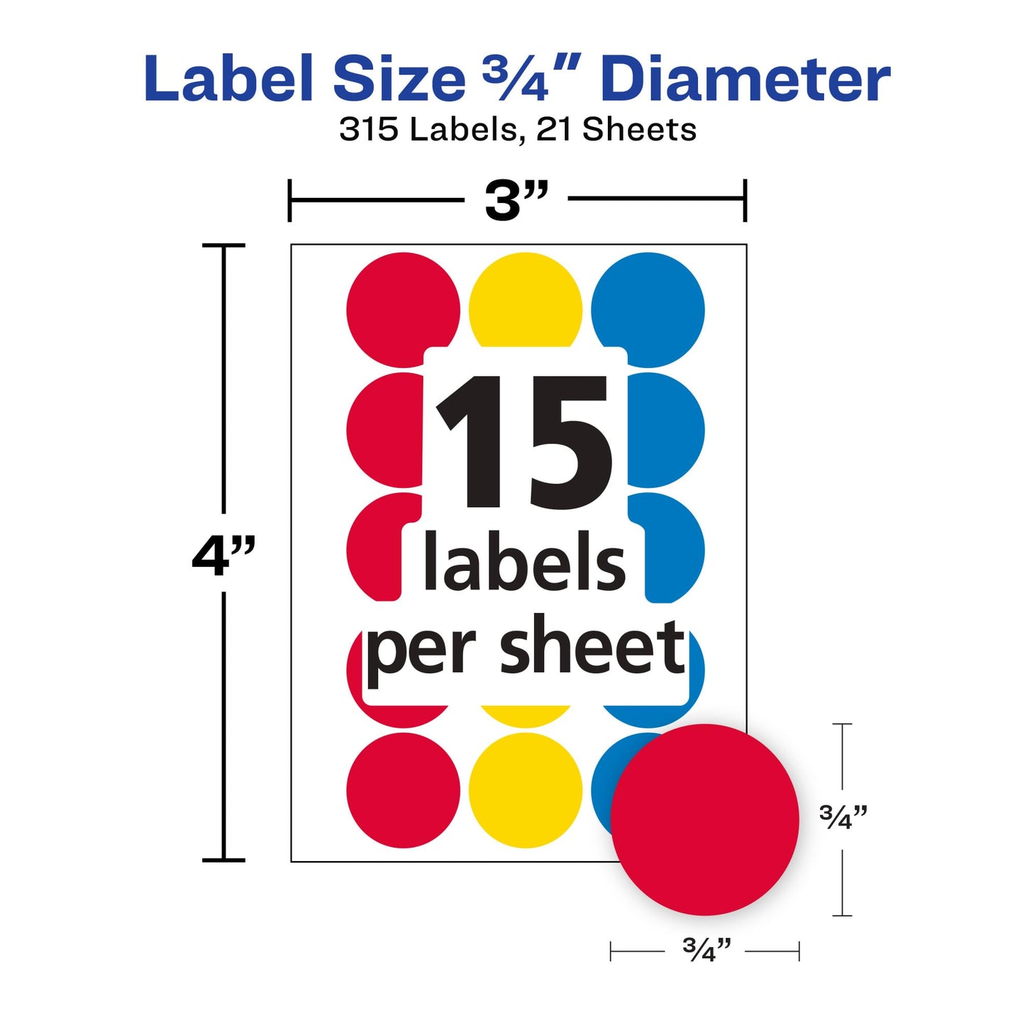Avery 0.75" Garage Sale Removable Labels - Assorted, 315 count