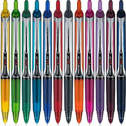 Pilot Precise V5 RT Rolling Ball Pens, Extra Fine Point (0.5mm), Assorted Colors, 3 Count