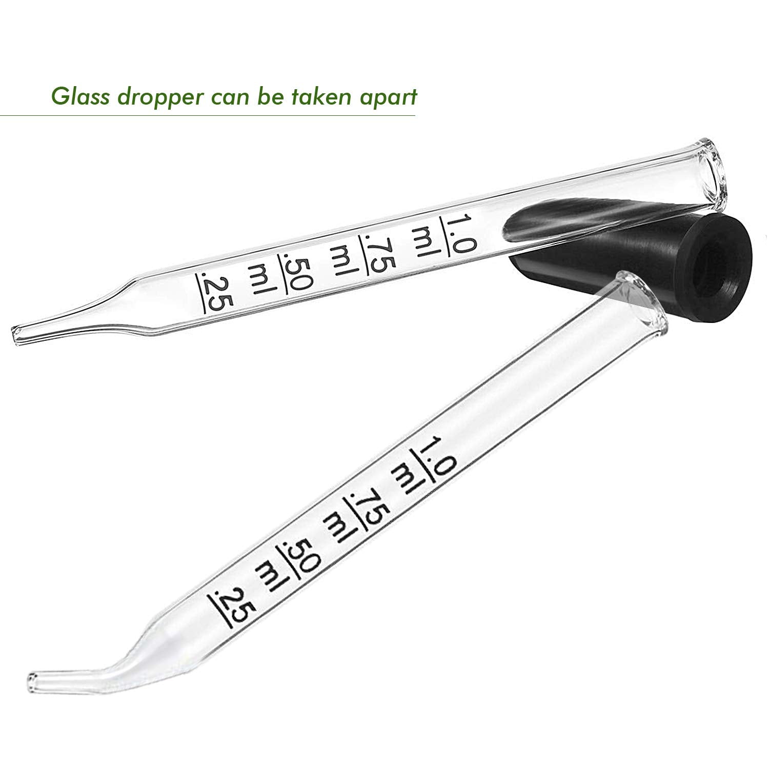 Straight and Bent Tip Glass Droppers - Medicine Droppers - 1 mL Capacity