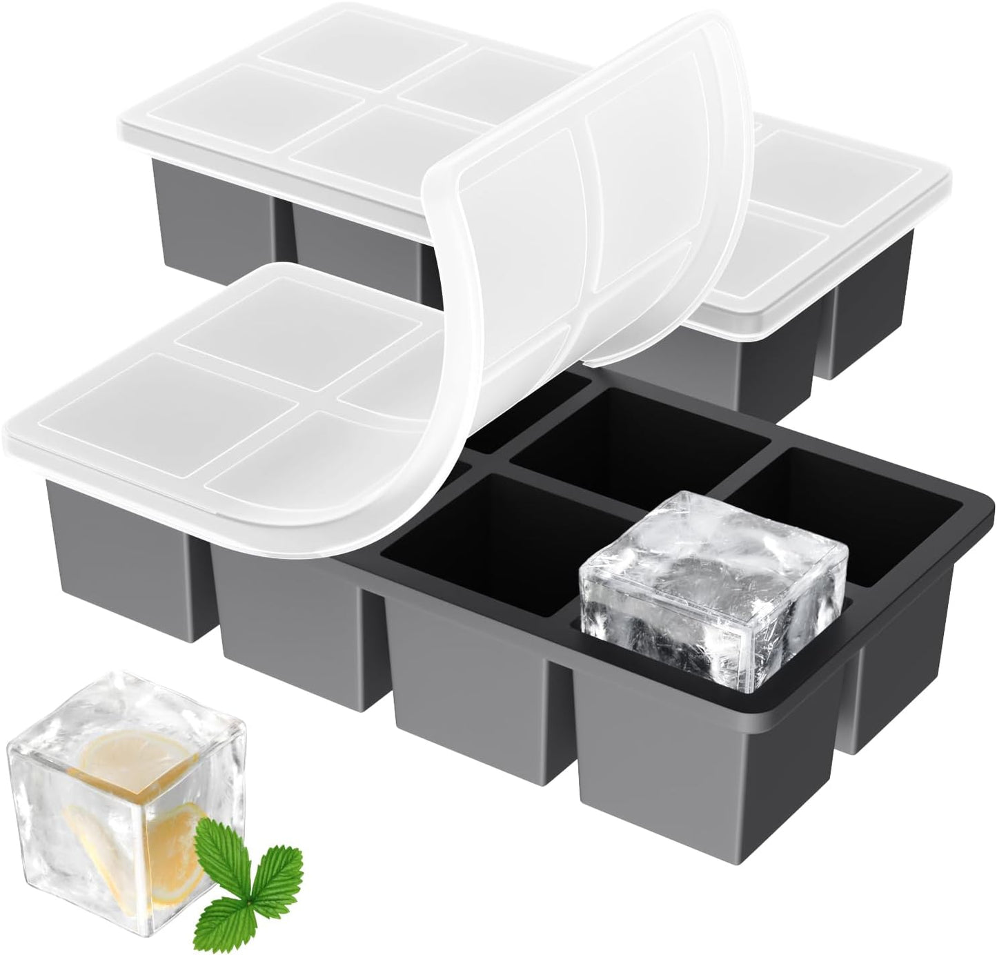 barY3 Gray Silicone Ice Tray, 2 cubes - Large Spheres