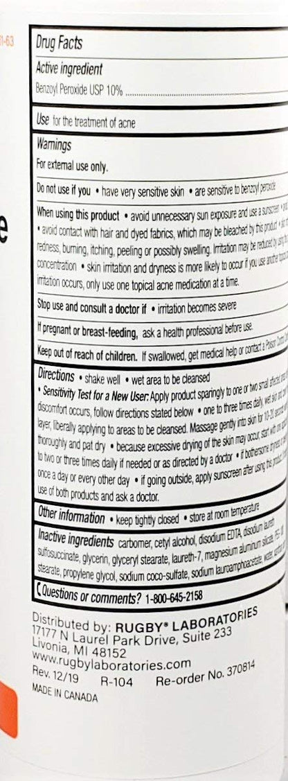 BENZOYL PEROXIDE 5% 29.5ML LOT RUGBY