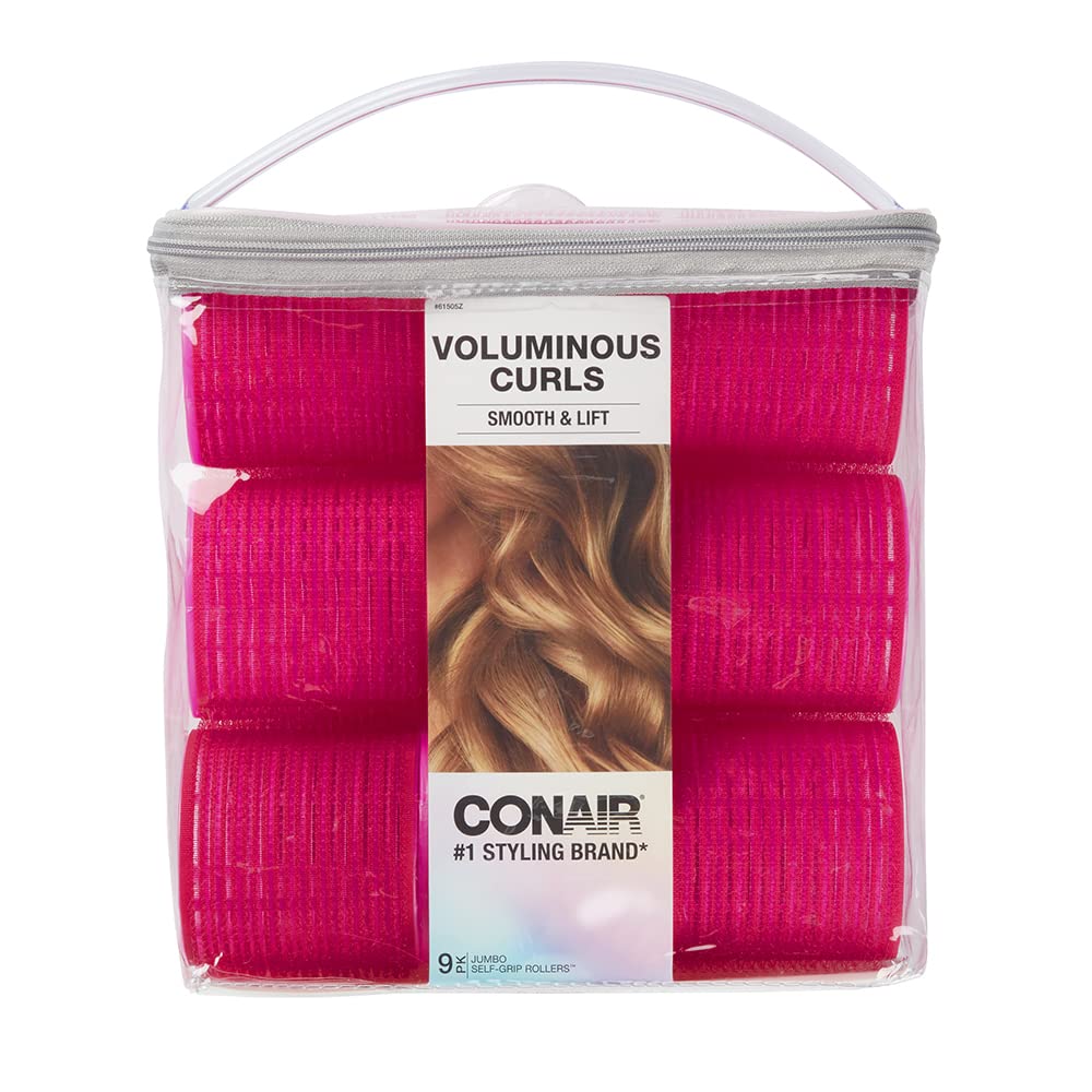 CONAIR Retro Glam Curls Lift & Volume Large Heatless Hair Roller Set, 9 count