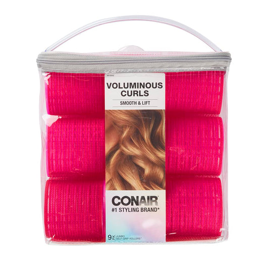 CONAIR Retro Glam Curls Lift & Volume Large Heatless Hair Roller Set, 9 count