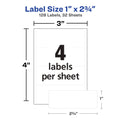 Avery All Purpose Labels, 1" x 2.75" - White, 128 count