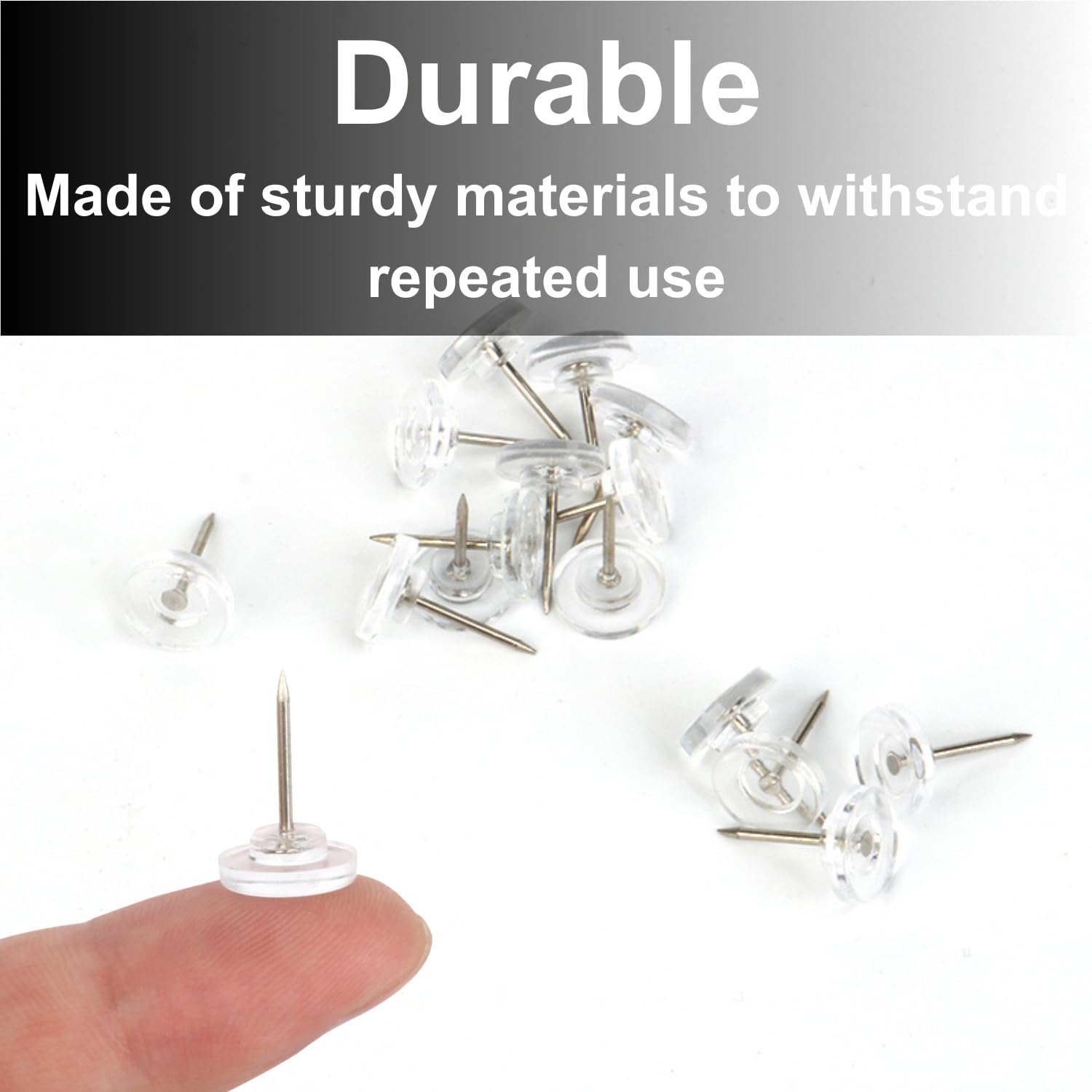 CLi Push Pins in Reusable Box - Clear, 60 count