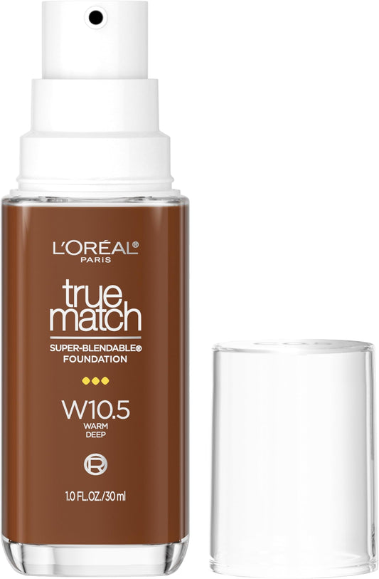 L'ORÉAL PARIS True Match Super-Blendable Foundation, Medium Coverage, N6.5, Medium Deep, 1 fl. oz.
