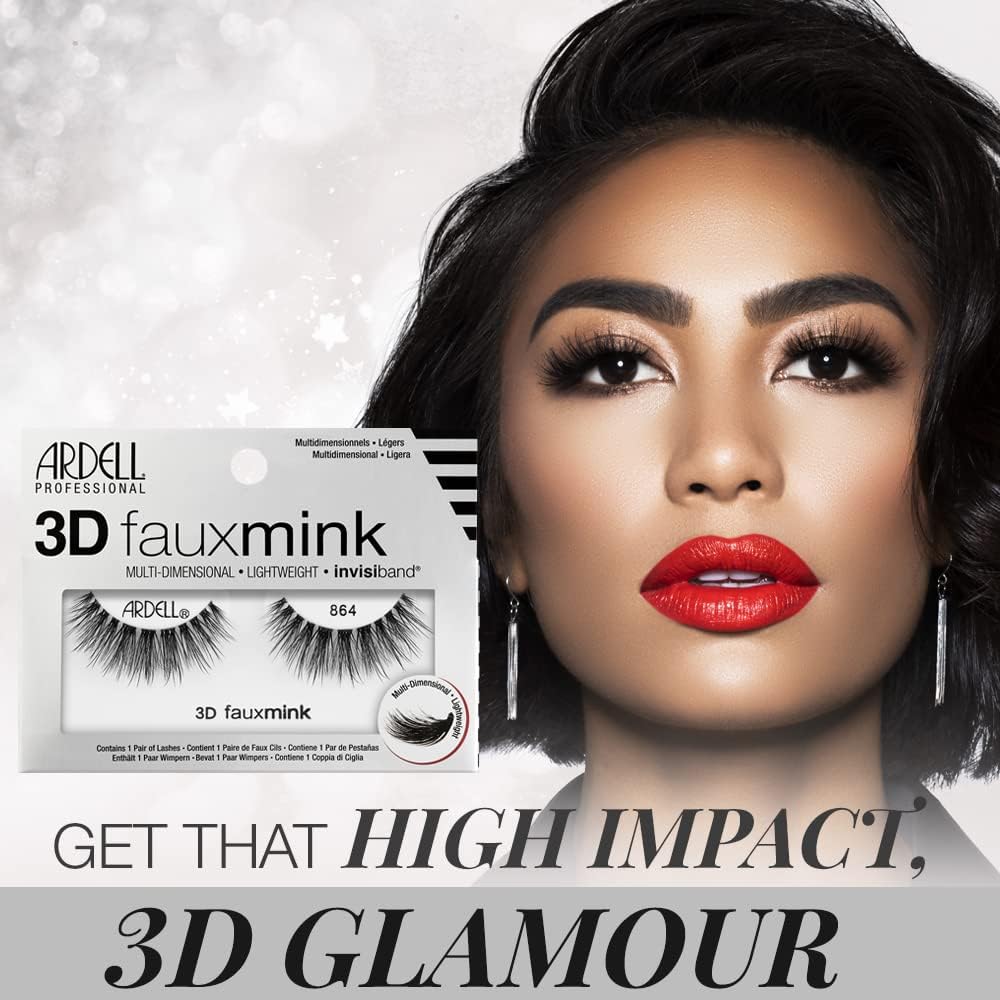 Ardell 3D Faux Mink Lashes - 854 Black, 4 count