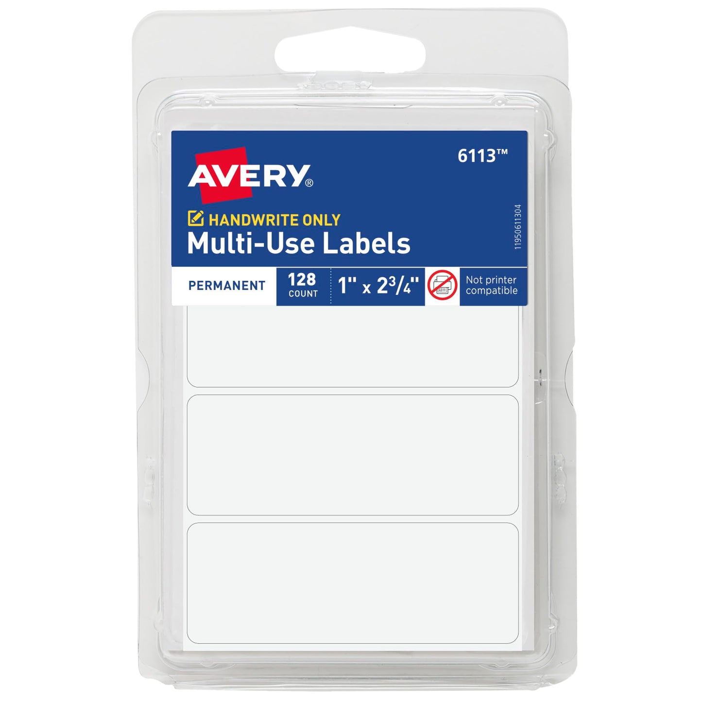 Avery All Purpose Labels, 1" x 2.75" - White, 128 count