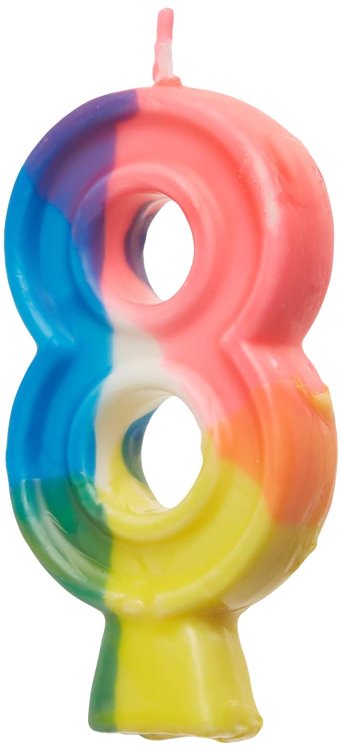 Unique Vibrant Rainbow Border Birthday Candle - Number 8