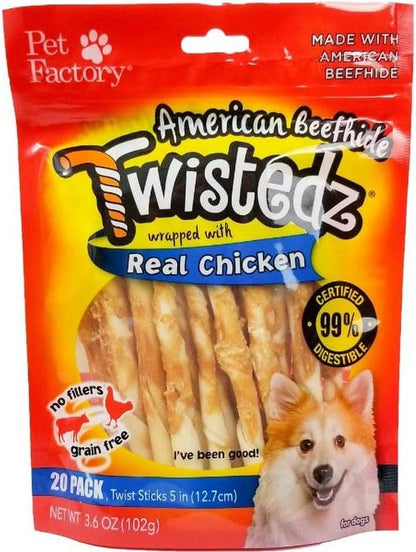 Paws Happy Life Combo Wrap Beefhide Twist Sticks With Chicken Meat Wrap