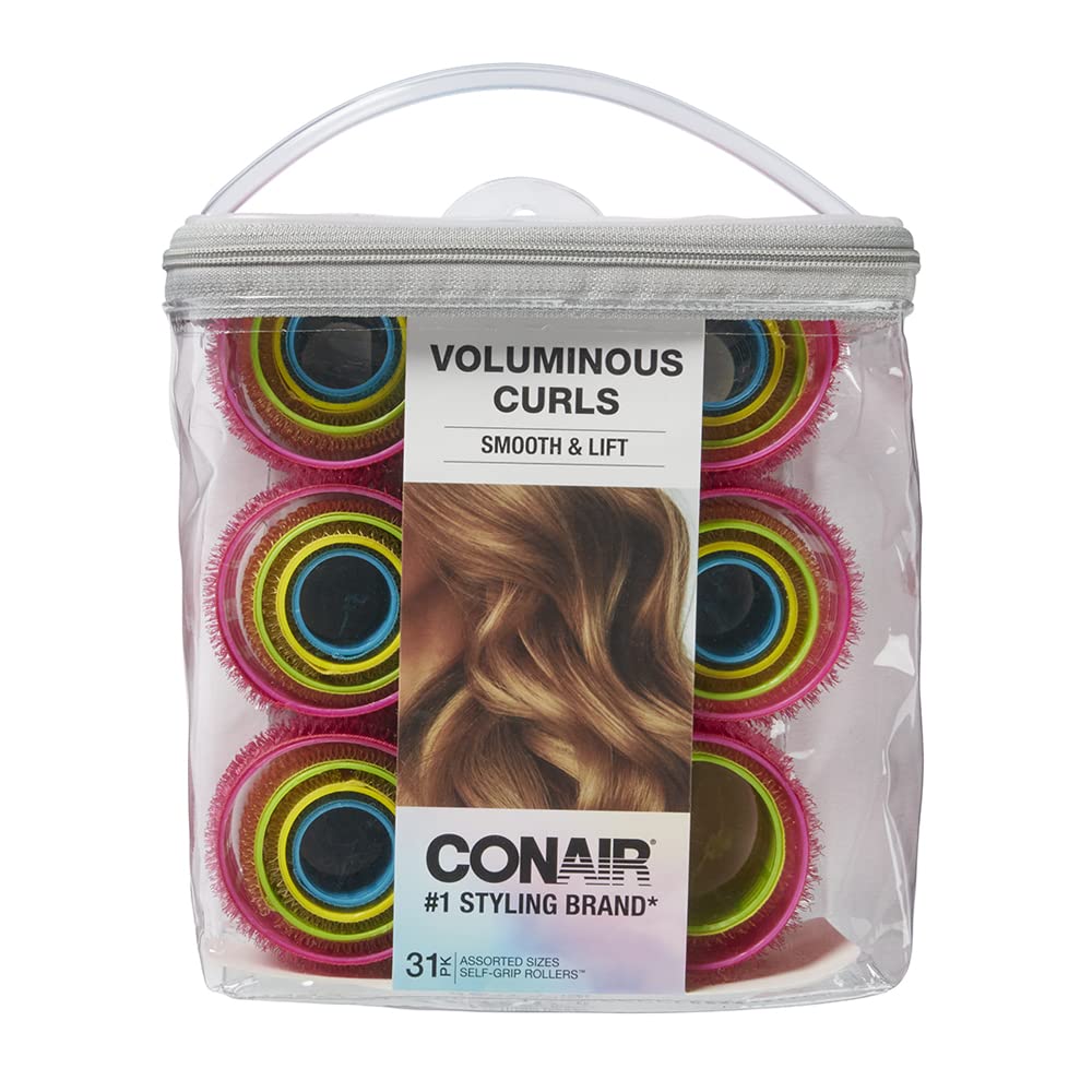 CONAIR Curls Curls Curls Self-Grip Hair Rollers - Assorted Sizes, 12 count