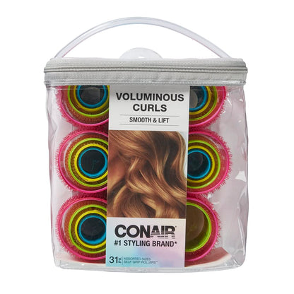 CONAIR Curls Curls Curls Self-Grip Hair Rollers - Assorted Sizes, 12 count