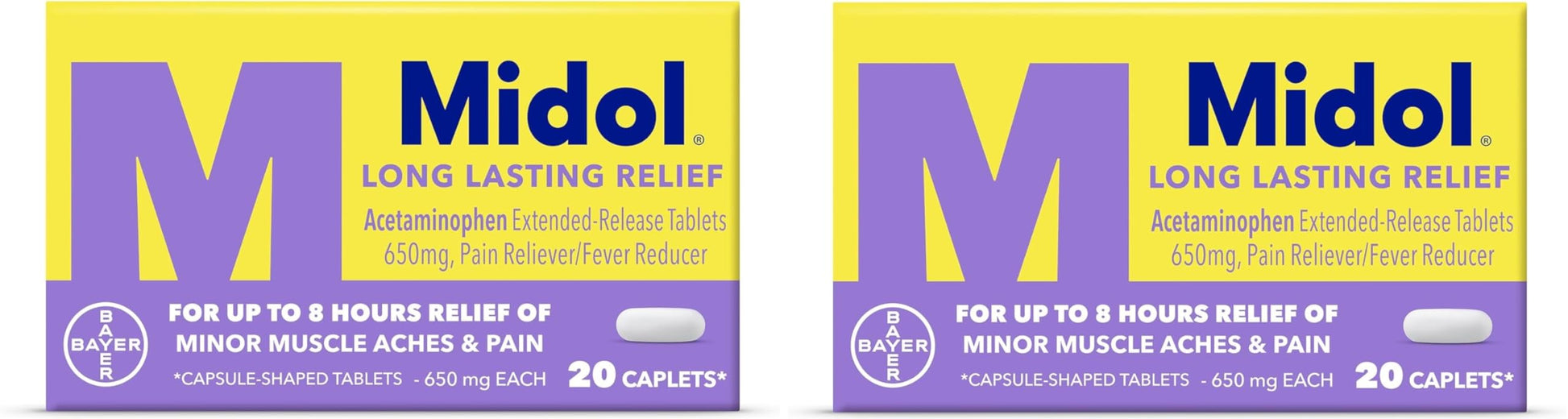 MIDOL LONG LASTING RELIEF 650MG CPL 20CT