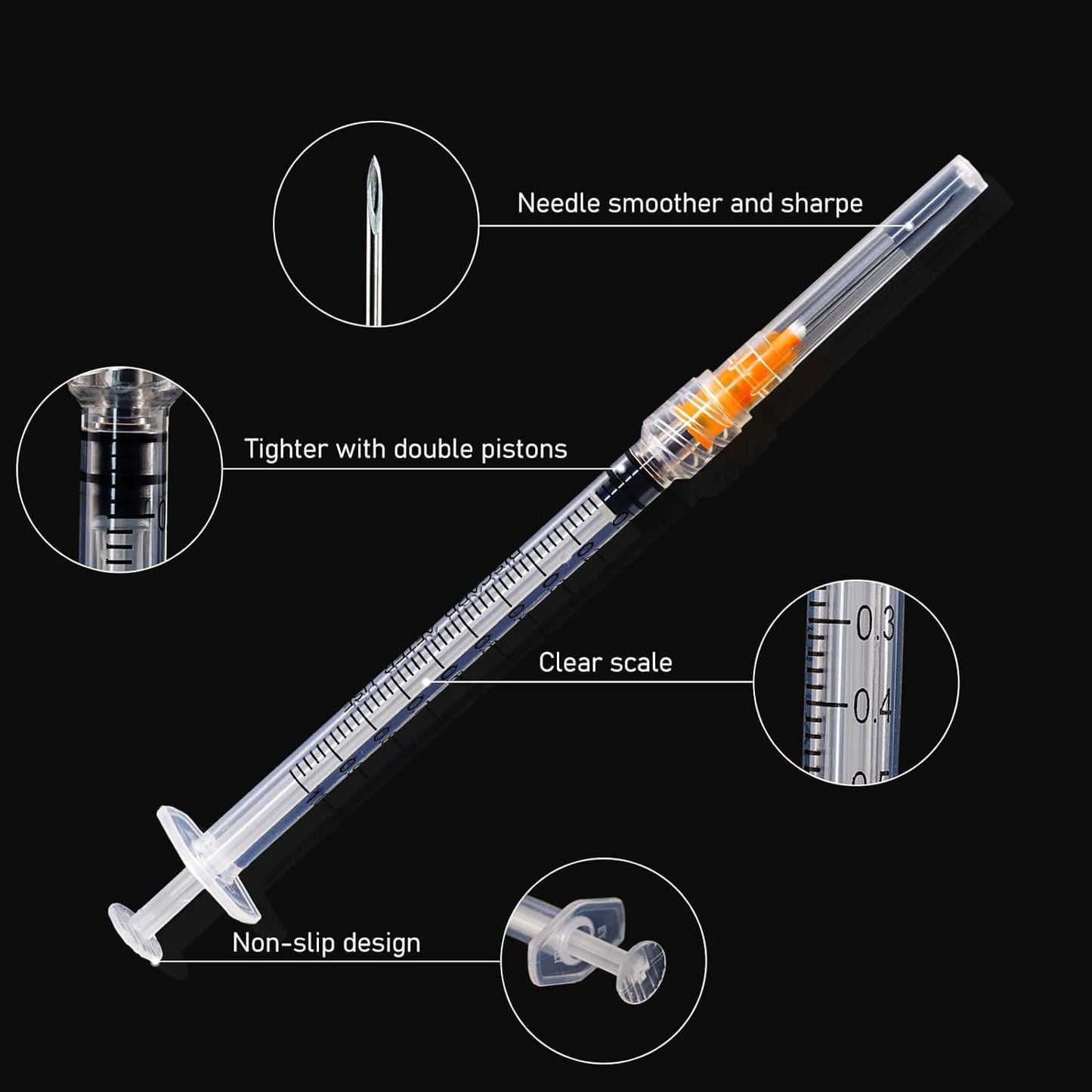 SYRINGE SAFETY 1ML 25GX1 100CT
