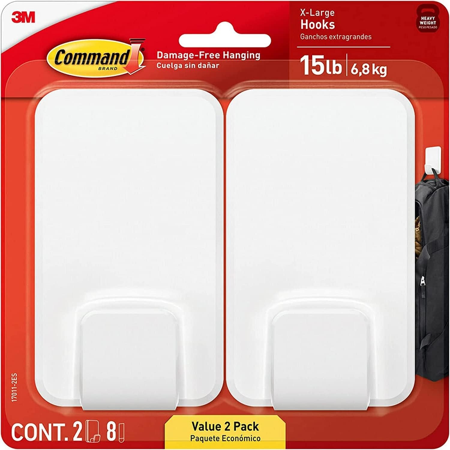 Command Large Designer Wall Hook - White, 1 Hook + 2 Strips