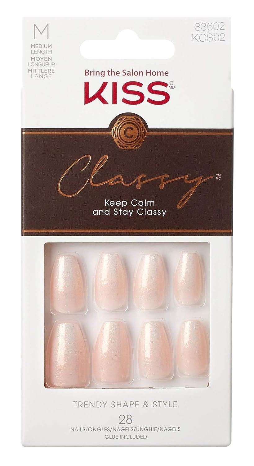 Kiss Classy Nails 28 Count Long Length Pink