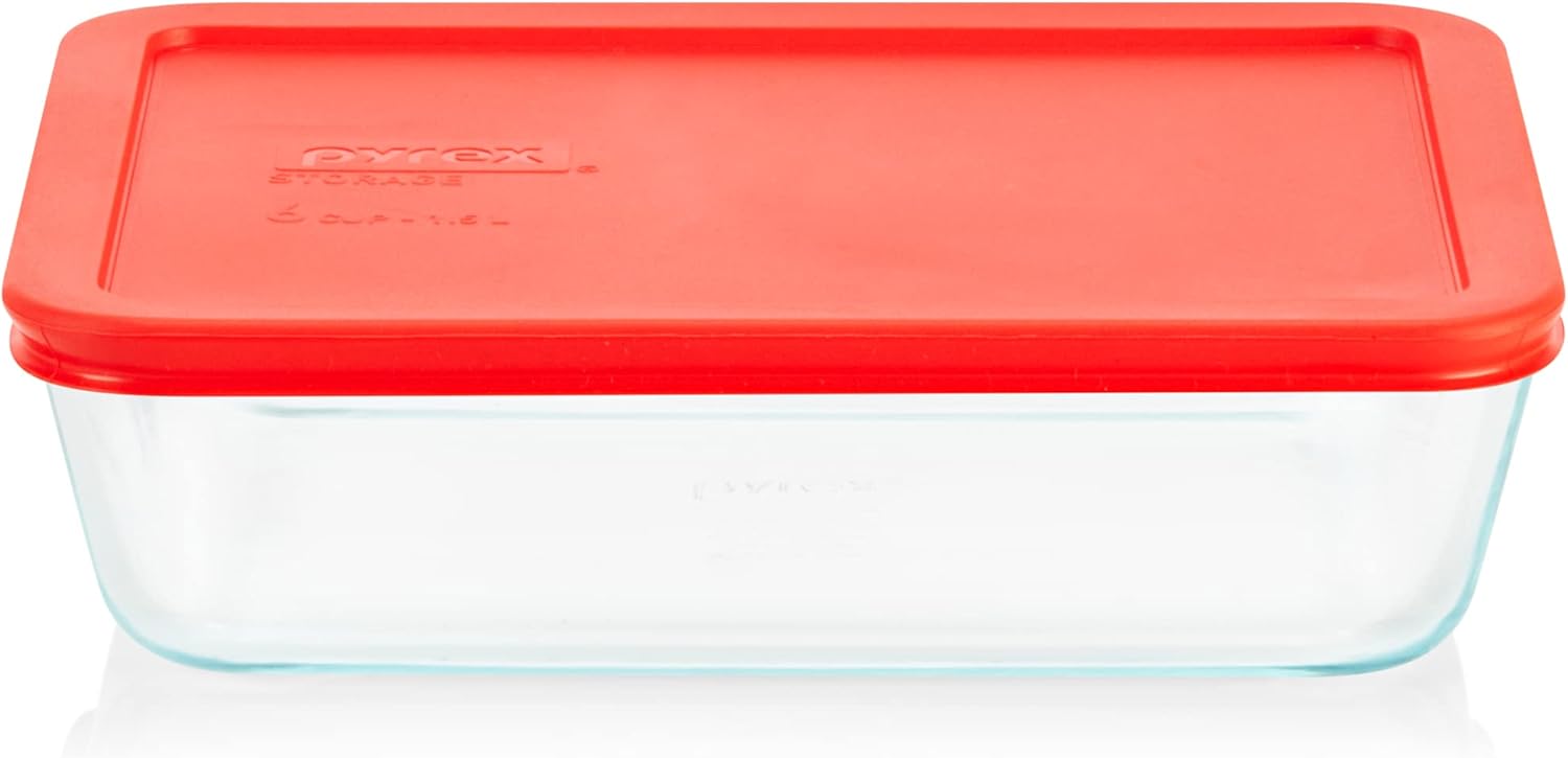 Pyrex Simply Store 6 Cups Clear Food Storage Container With Lid - Red
