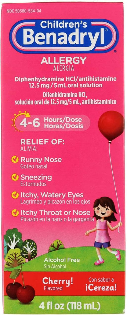 BENADRYL KIDS ALLERGY LIQ CHERRY 8OZ
