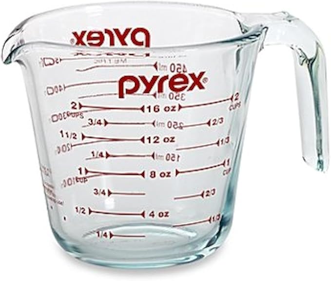 Pyrex 4 Cup (32 Oz) Glass Measuring Cup, Clear/Red