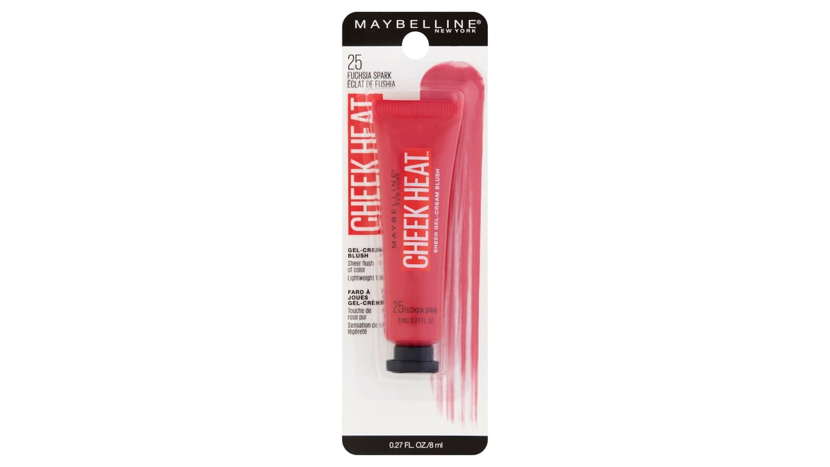 MAYBELLINE New York Cheek Heat Gel-Cream Blush, 025 Fuchsia Spark, 0.27 oz