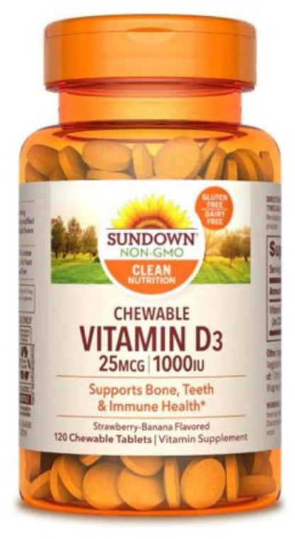 VIT D3 1000IU CHEW TAB 120CT SUNDOWN
