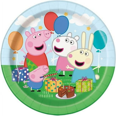 Unique Patterned Round 7" Paper Plates - Peppy Birthday, 8 count
