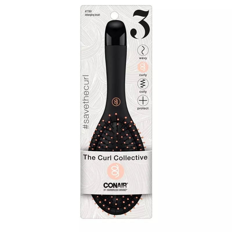 CONAIR Curl Collective 3 Curly Hair Detangle Cushion Hair Brush