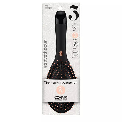 CONAIR Curl Collective 3 Curly Hair Detangle Cushion Hair Brush