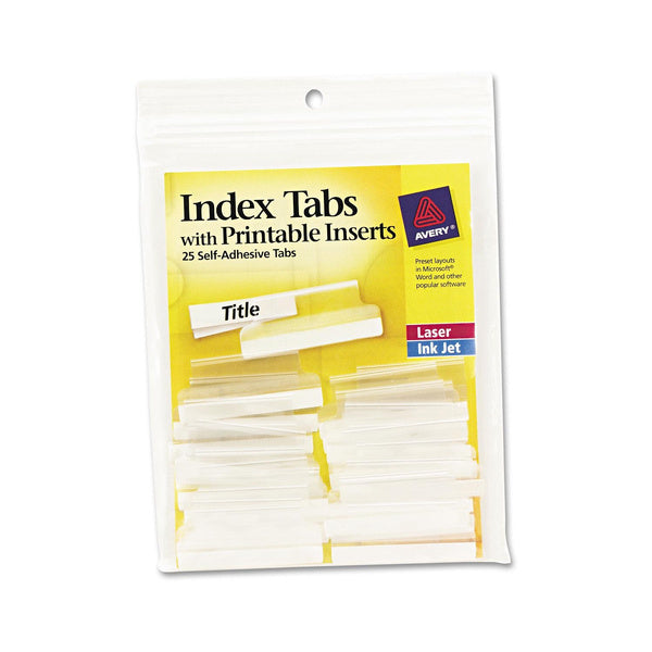 Avery Insertable Self-Adhesive Index Tabs with Printable Inserts - Assorted, 25 count