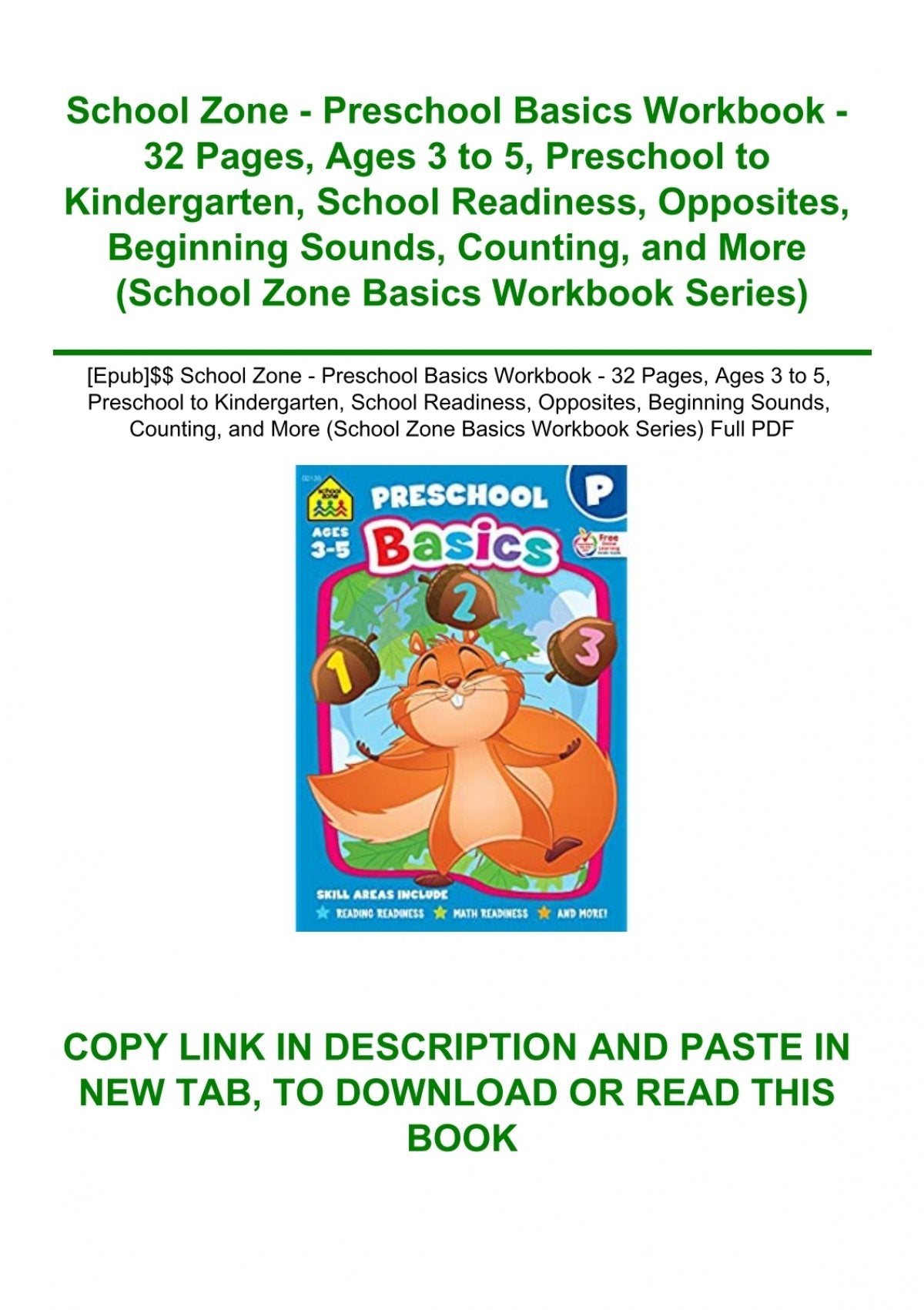 School Zone Preschool Practice Workbook Ages 3-5
